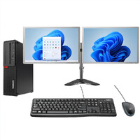 Lenovo M910s SFF Bundle Desktop PC i5-6500 3.6GHz 480GB 8GB RAM + Dual 24" Monitor
