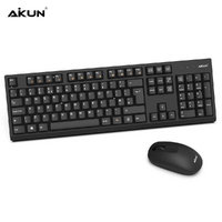 Bulk of 10x Aikun Ergonomic Multimedia wireless Keyboard and Mouse - Black-Thin Profile image