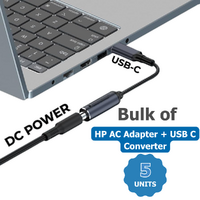 Bulk of 5x Genuine HP 65W AC Power Adapter 19.5v - 7.4 * 5.0mm + USB-C Adapter image