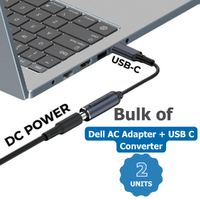 Bulk of 2x Genuine Dell 65W AC Power Charger 19.5v 7.4 x 5.0mm + USB-C Adapter image