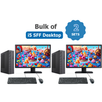 Bulk 2x Entry Gaming SFF Desktop Bundle i5 8GB RAM 128GB SSD 1GB Graphics + 22" Monitor image