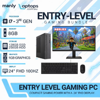 Entry Level Gaming SFF Desktop Intel i7 CPU 8GB RAM 128GB SSD+HDD + NEW 24"100Hz Monitor image