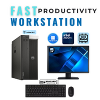 Dell Xeon Workstation Bundle 32GB RAM 256GB 1GB Graphics Windows 11 + 24" Monitor image