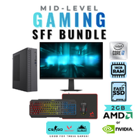 Mid-Level Gaming Desktop Bundle SFF Intel i7 CPU 16GB RAM 2GB Graphics + NEW 24