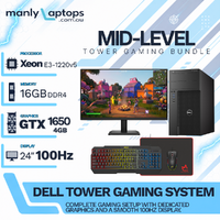 Dell Tower Gaming Desktop Xeon E3-1220v5 16GB 256GB SSD+HDD 1650 4GB + 24" 100Hz Monitor image