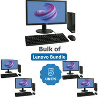 Bulk of 5x Lenovo M93p Tiny Desktop Bundle i5-4570T 8GB RAM 128GB SSD + 24" Monitor image
