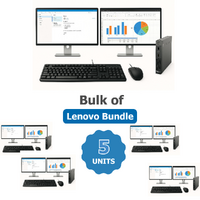 Bulk of 5x Lenovo M93p Bundle Desktop i5-4570T 2.9GHz 480GB 8GB RAM + Dual 24" Monitors image