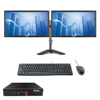 Lenovo ThinkCentre M920q Tiny Desktop PC i5-8500T 6-Core 2.4Ghz 16GB RAM 1TB NVMe + Dual 24" Monitor image