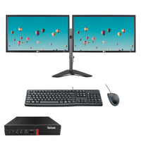 Lenovo ThinkCentre M920q Tiny Bundle Desktop i5-8500T 6-Core 2.4Ghz 1TB 16GB RAM + Dual 24" Monitor