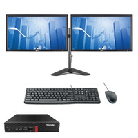 Lenovo ThinkCentre M920q Tiny Desktop PC i5-8500T 6-Core 2.4Ghz 16GB RAM 256GB NVMe + Dual 24" Monitor image