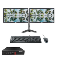 Lenovo M920q Tiny Bundle Desktop i5-8500T 6-Core 2.4Ghz SSD+HDD 8GB RAM + Dual 24" Monitor