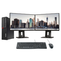Lenovo M910s SFF Bundle Desktop PC i5-6500 3.6GHz 480GB 8GB RAM + Dual 24" Monitor