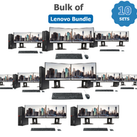 Bulk of 10x Lenovo M910s SFF Bundle Desktop PC i5-6500 3.6GHz 480GB 8GB RAM + Dual 24" Monitor | Collection only image