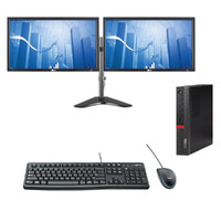 Lenovo ThinkCentre M710q Tiny Desktop PC i3-6100T 3.2GHz 8GB RAM 256GB SSD + Dual 24" Monitors image