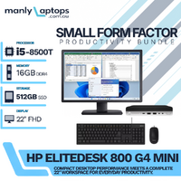 HP EliteDesk 800 G4 Mini Bundle Desktop i5-8500T 3.5GHz 512GB 16GB RAM + 22