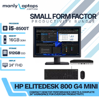 HP EliteDesk 800 G4 Mini Bundle Desktop i5-8500T 3.5GHz 512GB 16GB RAM + 24" FHD Monitor image