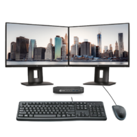 HP 800 G2 Mini Desktop Bundle i5-6500T 16GB RAM 480GB SSD + Dual 24" FHD Monitor image
