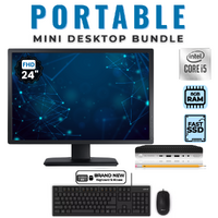 HP ProDesk 600 G3 Mini Desktop Bundle i5-7500T 2.1GHz 256GB 8GB RAM +24" Monitor image