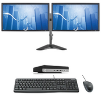 Bulk of 10x HP 800 G4 Mini Bundle Desktop i5-8500T 6-Core 8GB RAM 480GB + Dual LG 24" Monitors image