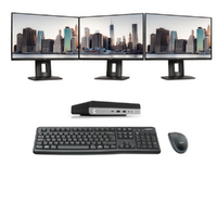 HP 800 G4 Mini Bundle Desktop i5-8500T 6-Core 16GB RAM 480GB + Triple 24" FHD Monitor