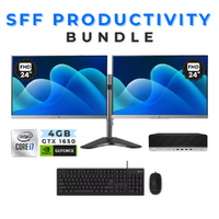 HP 800 G3 SFF Gaming Desktop Bundle i7-6700 1TB 16GB RAM 4GB GTX1650 + Dual 24" Monitor image