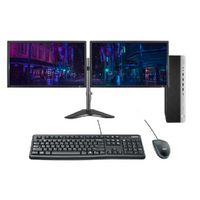 HP 800 G3 SFF Bundle Desktop PC i7-6700 up to 4.0GHz 256GB 8GB RAM Windows 11 Dual 24" Monitor image