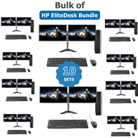 Bulk of 10x HP 800 G3 SFF Bundle Desktop PC i7-6700 up to 4.0GHz 256GB 8GB RAM Windows 11 Dual 24" Monitor image