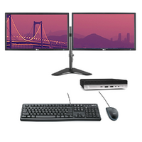 HP Bundle Desktop 800 G3 Mini PC i5-6500T 256GB 8GB RAM Windows 11 + Dual 24" Monitors