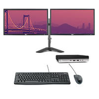 HP Bundle Desktop 800 G3 Mini PC i5-6500T 256GB 8GB RAM Windows 11 + Dual 24" Monitors image