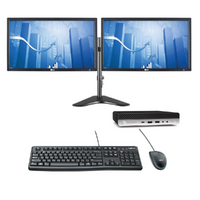 HP Bundle Desktop 800 G3 Mini PC i5-6500T 256GB 8GB RAM Windows 11 + Dual 24" Monitors