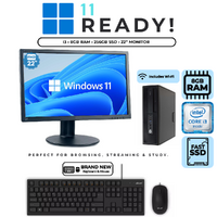 HP ProDesk 600 G2 SFF Desktop Bundle i3-6100 3.7GHz 256GB 8GB RAM + 22