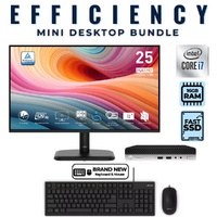 HP ProDesk 400 G5 Mini Desktop Bundle i7-9700T 256GB 16GB RAM +NEW 24" 120Hz MSI Monitor image