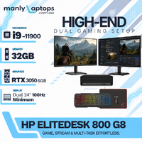 HP EliteDesk 800 G8 SFF Gaming Bundle i9-11900 512GB 32GB RAM RTX 3050 +Dual 24