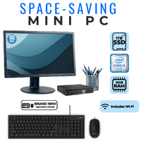 Dell 7040 Micro Desktop Bundle i5-6500T 16GB RAM 1TB SSD Windows 11+ 22" Monitor image