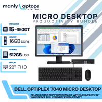 Dell OptiPlex 7040 Micro Desktop Bundle i5-6500T 512GB SSD 16GB RAM +22" Monitor image