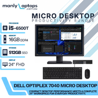 Dell OptiPlex 7040 Micro Desktop Bundle i5-6500T 512GB SSD 16GB RAM +24