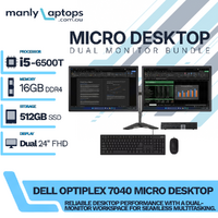 Dell OptiPlex 7040 Micro Desktop Bundle i5-6500T 3.1GHz 512GB 16GB RAM +Dual 24