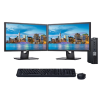 Dell 7060 Micro Desktop PC i5-8500 3.0GHz 8GB RAM 256GB SSD + Dual 22" Dell Monitor