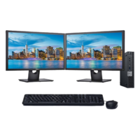 Dell 7060 Micro Desktop PC i5-8500 3.0GHz 8GB RAM 256GB SSD + Dual 22" Dell Monitor image