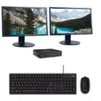 Dell 9020M Micro Desktop i5-4590T 3.0GHz 16GB RAM 1TB SSD Wi-Fi + Dual 24" Monitor image