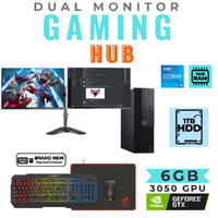 Dell 3060 SFF Gaming Bundle Desktop i5-8500 6-Cores 1TB 16GB RAM 6GB RTX 3050 + Dual 24" Monitor image