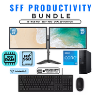 Dell 3060 SFF Desktop bundle i5-8500 6-Cores 3.0GHz 256GB SSD 16GB RAM + Dual 22" Monitor image