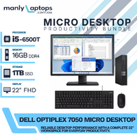 Dell OptiPlex 7050 Micro Desktop Bundle i5-6500T 1TB SSD 16GB RAM + 22" Monitor image