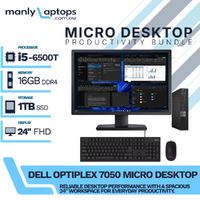 Dell OptiPlex 7050 Micro Desktop Bundle i5-6500T 1TB SSD 16GB RAM + 24" Monitor image