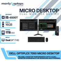 Dell OptiPlex 7050 Micro Desktop Bundle i5-6500T 1TB 16GB RAM + Dual 24" Monitor image