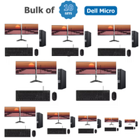 Bulk of 5x Dell 5070 Bundle Micro Desktop i5-9500T 3.7Ghz 256GB 16GB RAM + Dual 24" monitor image