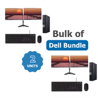 Bulk of 2x Dell 5070 Bundle Micro Desktop i5-9500T 3.7Ghz 256GB 16GB RAM + Dual 24" monitor image