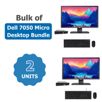 Bulk of 2x Dell 7050 Micro Desktop Bundle i5-7500T 3.3GHz 128GB 8GB RAM + 24" Generic Monitor image