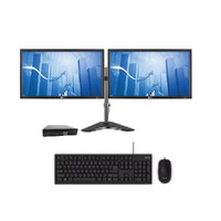 Dell 7050 Micro Desktop Bundle i5-7500T Up to 3.3GHz, 8GB RAM, 128GB SSD + 24" LG Dual Monitor with Articulating Stand