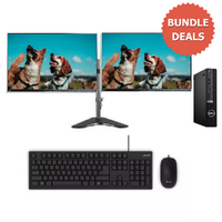 Dell OptiPlex 7080 Bundle Desktop i7-10700T 4.40GHz 16GB 256GB SSD+ HDD with Dual slim Monitor image